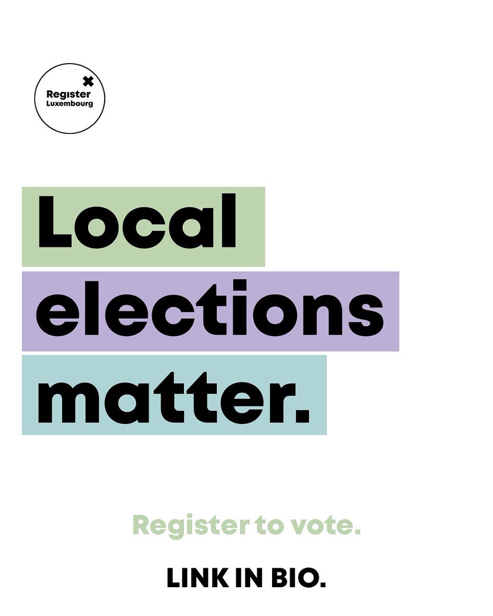 Local elections matter, local administrations are very important, they influence schools, education, clean streets, mobility, buses, bike lanes and our communities!

Share to raise awareness on the vote.

#registertovote #luxembourg #luxembourgcity