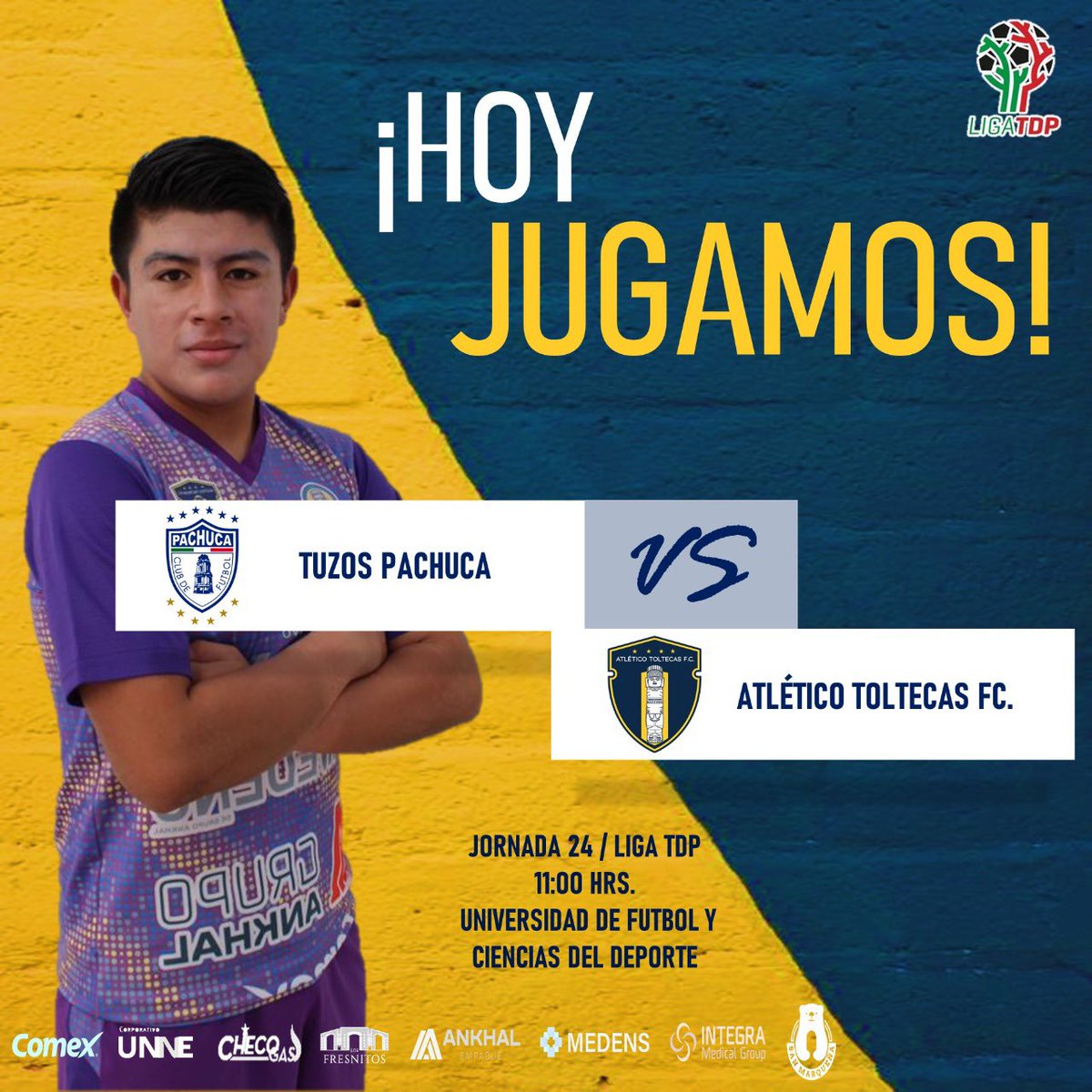 Checo Gas, el mejor servicio de distribución de gas en Tula  te informa:

👊🏼⚽️| Este viernes <a href="/AtleticoTolteca/">Atlético Tolteca</a> buscará el triunfo en esta jornada 24 de la <a href="/LigaTDP/">Liga TDP</a> en su duelo 🆚 Tuzos Pachuca 
(Partido a puerta cerrada) 

#OrgullosamenteTolteca 
#atleticotolteca
#daletolteca
💛💙