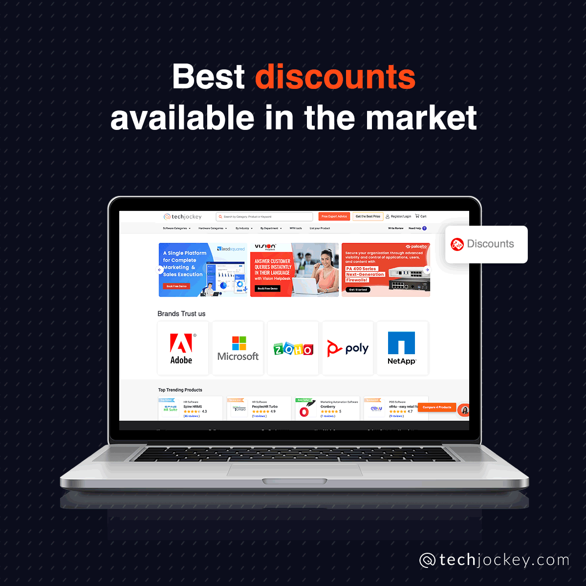 TechJockeys's tweet photo. Buying Business Software Made Easy with https://t.co/2wrEY3DR93
Techjockey is a trusted eCommerce platform that allows you to buy IT solutions with 100% secure payment.
PART- 2/2
#softwarekaamazon #techjockey #softwarebuying #softwaresimplified #startup #business #smbs #india https://t.co/fTL6OP2u8V