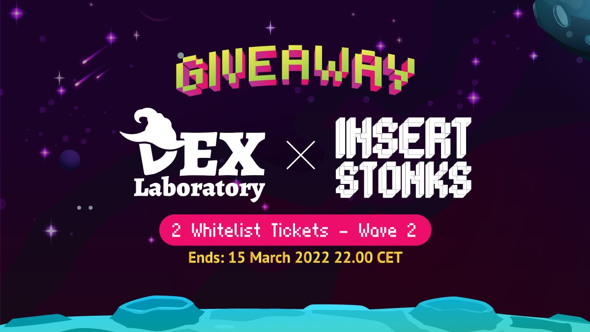 DEXLaboratory4's tweet photo. Giveaway ALERT!

2x WL Tickets (Wave2) from @InsertStonks upcoming Road2Moon P2E Game - Links in comment

Rules:
1. Follow @InsertStonks @DEXLaboratory4 
2. Like + RT
3. Join Insert Stonks Discord &amp; Comment below with Discord ID: https://t.co/HncT0BS5ui

Ends: 15/03, 10 PM CET https://t.co/06UICf23D7