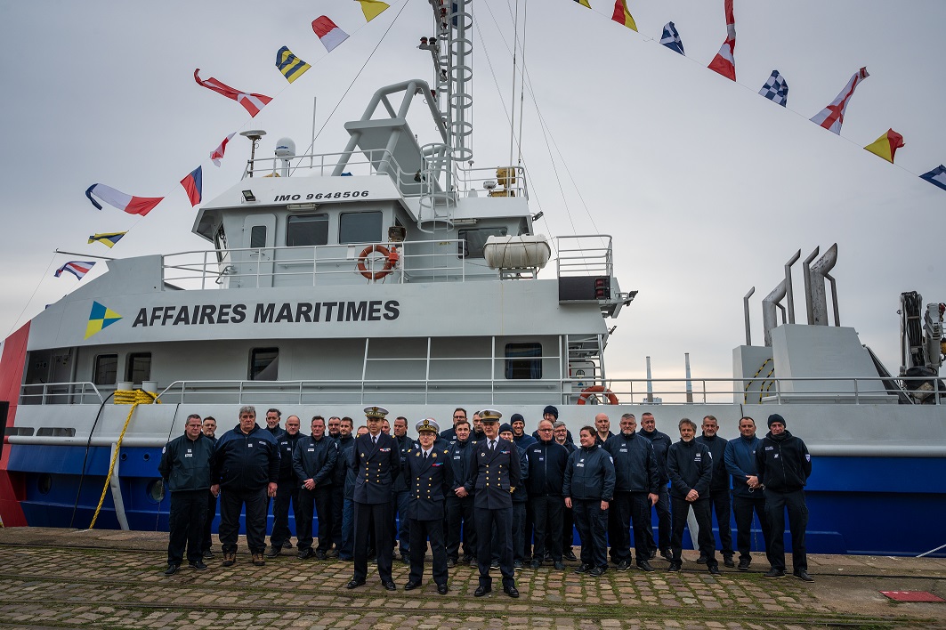 MerGouv's tweet photo. ⚓️Le patrouilleur des affaires maritimes Jeanne Barret a été inauguré au Havre !
Une étape importante de la concrétisation de l’ambitieux plan de modernisation de la flotte hauturière du dispositif de contrôle et de surveillance du ministère de la Mer 👏 https://t.co/fvuWFetgYe