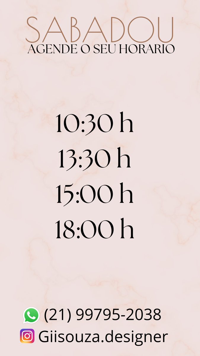 Agende o horário de vocês meninas!! 💖📏