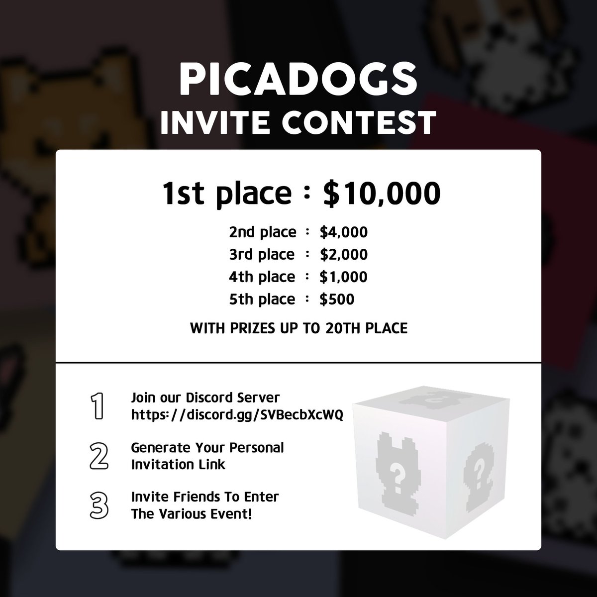 PicadogsNFT's tweet photo. 디스코드 2000명 달성 기브어웨이 이벤트
🔥#PicadogsNFT giveaway🔥
Congrats on getting 2K on the Discord!

🎁PicadogsNFT x1

✅Follow, RT, Tag friend ( 1 tag = 1 entry)
✅팔로우, 리트윗, 친구 태그(태그 1명 = 1회 응모)
#NFT #nftgiveaway #nftairdrop #NFTcommunity https://t.co/p3Pym1YFKI