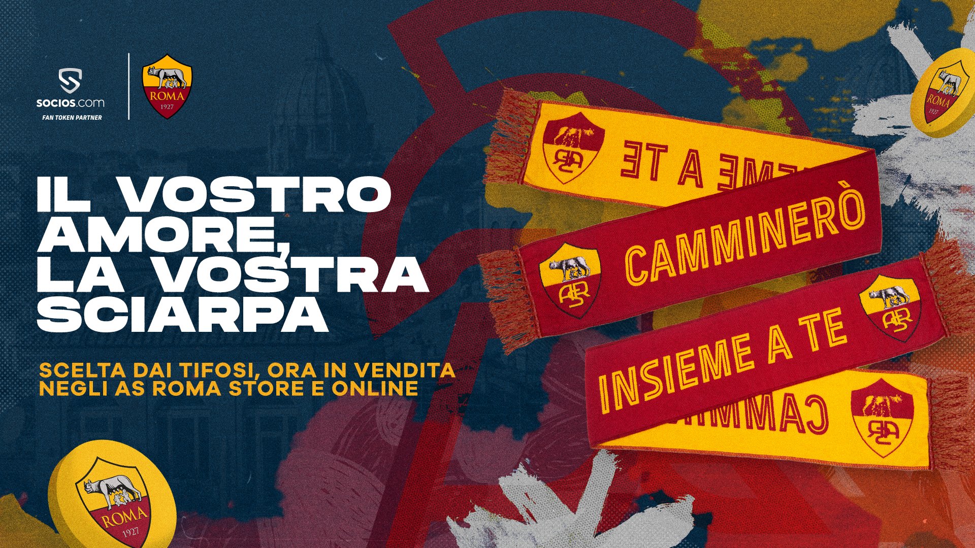 AS Roma on X: 🟨 CAMMINERÒ INSIEME A TE 🟥 🧣 Dopo il Derby Kit, ecco la  sciarpa speciale dedicata a #RomaLazio! 💛❤️ 📲 La frase l'avete scelta voi  attraverso il voto