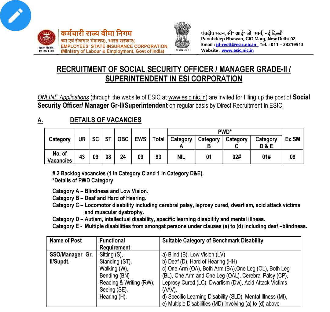 dkrishab's tweet photo. #esicssonotification2022 ESIC SSO Notification out #ESIC #esicexamdate #esicsso https://t.co/ruZ1QcUen7