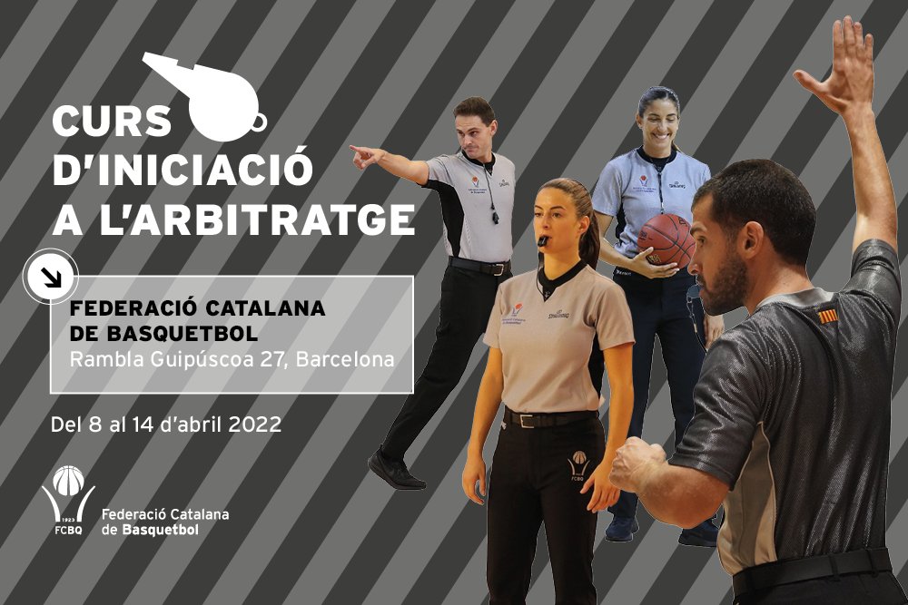 📢 Nou Curs d'iniciació a l'Arbitratge per Setmana Santa!

🗓️ Del 8 al 14 d'abril, l'Escola d'Àrbitres de l'FCBQ organitzarà un nou Curs d'iniciació a l'Arbitratge a Barcelona.

➡️ basquetcatala.cat/noticies/9345 | <a href="/FCBQarbitres/">FCBQarbitres</a>