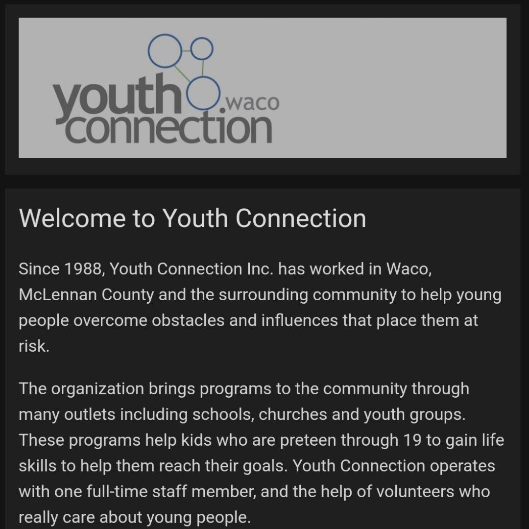 WacoYC's tweet photo. Did you know we've been in #Waco helping at-risk #youth since 1988? 

If you ever want to know more about us, visit our website or call or email us anytime. 

We've been here. And, we'll stay here.  

#youthconnectionwaco https://t.co/41G8eorVBC
