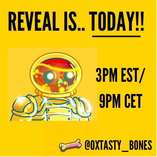0xTasty_Bones's tweet photo. GM, #yellowbones! Our reveal is set for today!! Which one bones are you gonna get? Let the big reveal show you later..!! ๐จ๐จ๐จ๐จ
.
#0x #YellowArmy #nft #nfts #nftreveal #yellowfam https://t.co/NUVBllal70