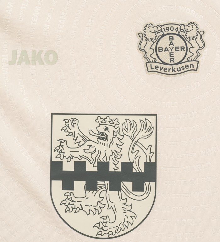 footballkitnews's tweet photo. Bayer Leverkusen will wear a special cream shirt for their weekend fixture against FC Koln. Limited edition jersey has the city of Leverkusen coat of arms on the front. #Bayer04 #B04KOE #LEVKOE #LEVFCK #BAYKOL #Bundesliga #Jako https://t.co/FAu5o6l2Rp https://t.co/eoMI5fIe1l