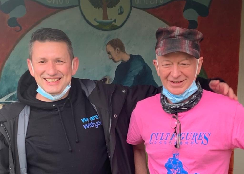 GJneverusealone's tweet photo. At Glasgow Drug Crisis Centre with my old pal Shug promoting the Never Use Alone helpline. Get the number out there! 0808 801 0690 #harmreduction #Glasgow #stopthedeaths https://t.co/Z3qGYVBvG0