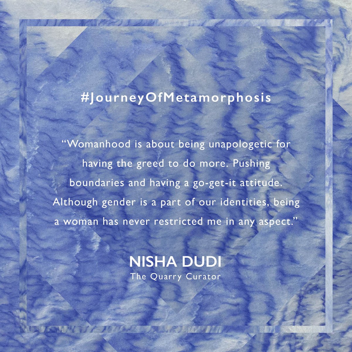 TheQuarryCast's tweet photo. Meet the incredible women at the heart of The Quarry & see their #JourneyOfMetamorphosis in the industry. Our curator – Nisha Dudi, talks about her pride
for breaking some stereotypes & her experiences at The Quarry.
#TheQuarryGallery #WomenOfTheQuarry #TheQuarryCurators https://t.co/GY94eUTV1Q