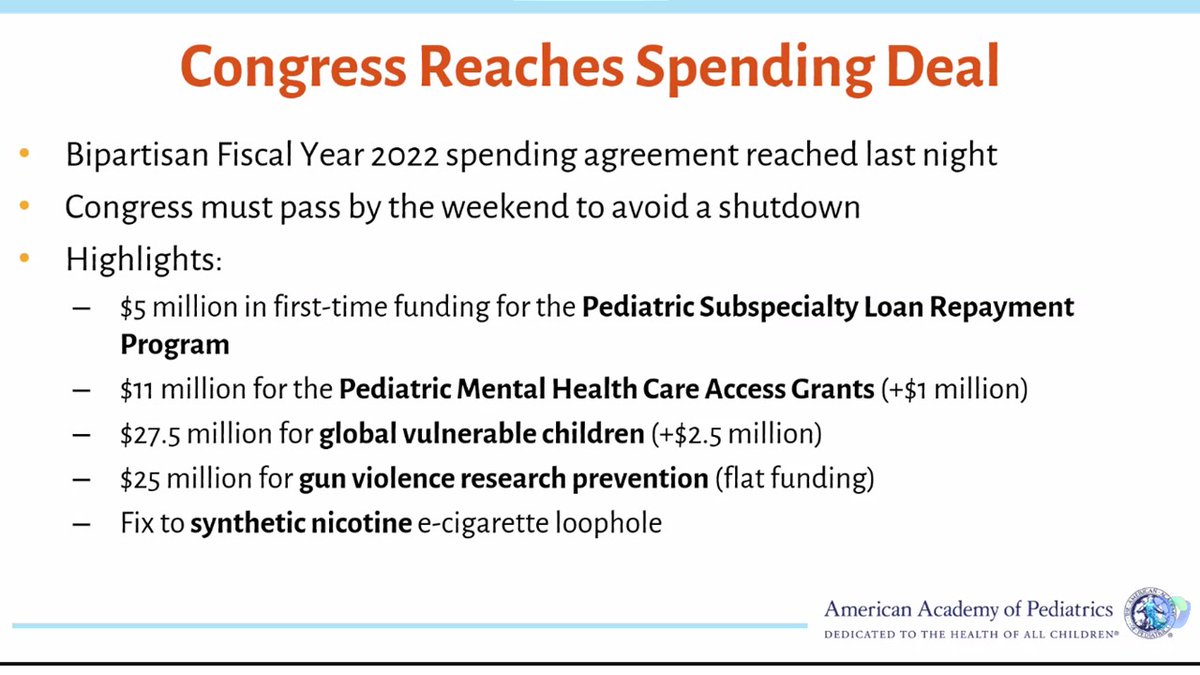 Thankful to <a href="/AmerAcadPeds/">American Academy of Pediatrics</a> <a href="/council_policy/">Pediatric Policy Council</a> &amp; other advocates for helping to get the FIRST-EVER funding for the Pediatric Subspecialty Loan Repayment Program. Thank you <a href="/RepKathleenRice/">Archived: U.S. Rep Kathleen Rice</a> <a href="/RepTomSuozzi/">Tom Suozzi</a> <a href="/RepGarbarino/">Rep. Andrew Garbarino</a> <a href="/RepGraceMeng/">Grace Meng</a> <a href="/SenSchumer/">Chuck Schumer</a> <a href="/SenGillibrand/">Kirsten Gillibrand</a> <a href="/RepJeffries/">Hakeem Jeffries</a> <a href="/RepMondaire/">Rep. Mondaire Jones</a>