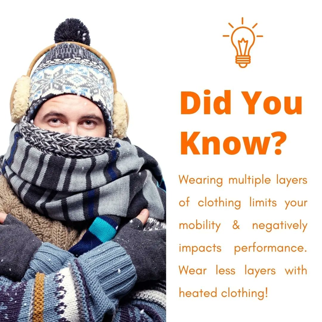 With heated clothing you can wear less layers & stay warm! ☀️

#JoinTeamHeat #TurnUpTheHeat #heatedclothing #heatedvest #heatedsocks #heatedgloves #heatedbalaclava