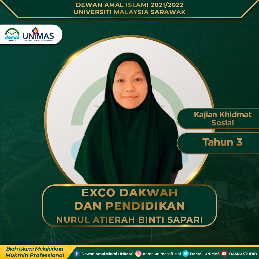 DAMAI_UNIMAS's tweet photo. “BIAH ISLAMI MELAHIRKAN MUKMIN PROFESSIONAL"

"بيئة اسلامي ملاهيركن مؤمين ڤروفيسيونل"

#DAMAIdihati
#IstiqamahBersamaIslam
#UNIMASofficial https://t.co/RQ3v1D4tNM