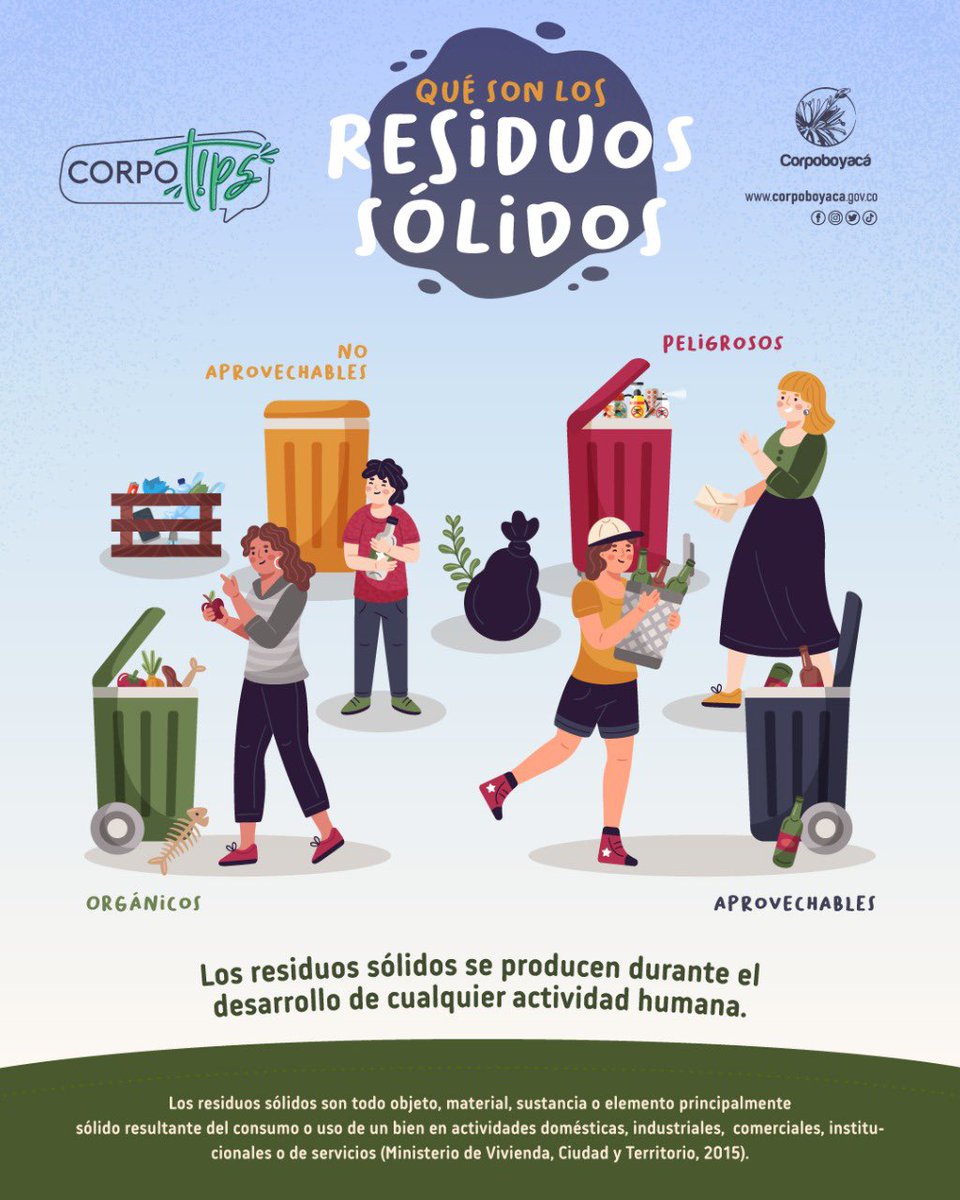 Corpoboyaca's tweet photo. ¡Viernes de #CorpoTips!
Cuando separas tus residuos, disminuyes la contaminación del aire y el agua, combates el calentamiento global, se salvan árboles y aumentas la vida útil de los rellenos sanitarios. https://t.co/UIfiSzyAvc
