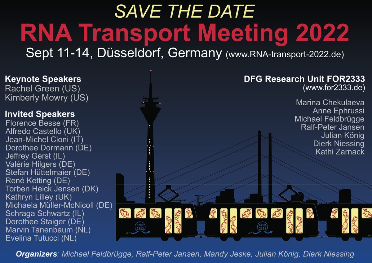 Mandy Jeske (@jeske_lab) on Twitter photo Save the date for the upcoming international "RNA transport meeting 2022" in Düsseldorf! ---> Thanks for RT.
Organized by the DFG Research Unit FOR2333.
<a href="/dfg_public/">DFG public | @dfg_public@wisskomm.social</a> Save the date for the upcoming international "RNA transport meeting 2022" in Düsseldorf! ---> Thanks for RT.
Organized by the DFG Research Unit FOR2333.
<a href="/dfg_public/">DFG public | @dfg_public@wisskomm.social</a>