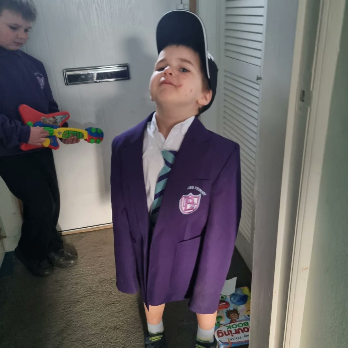 All ready for Pre School of rock.  Having a rock and roll strop towards with 
@MissMarshallx92 @beanxnursery