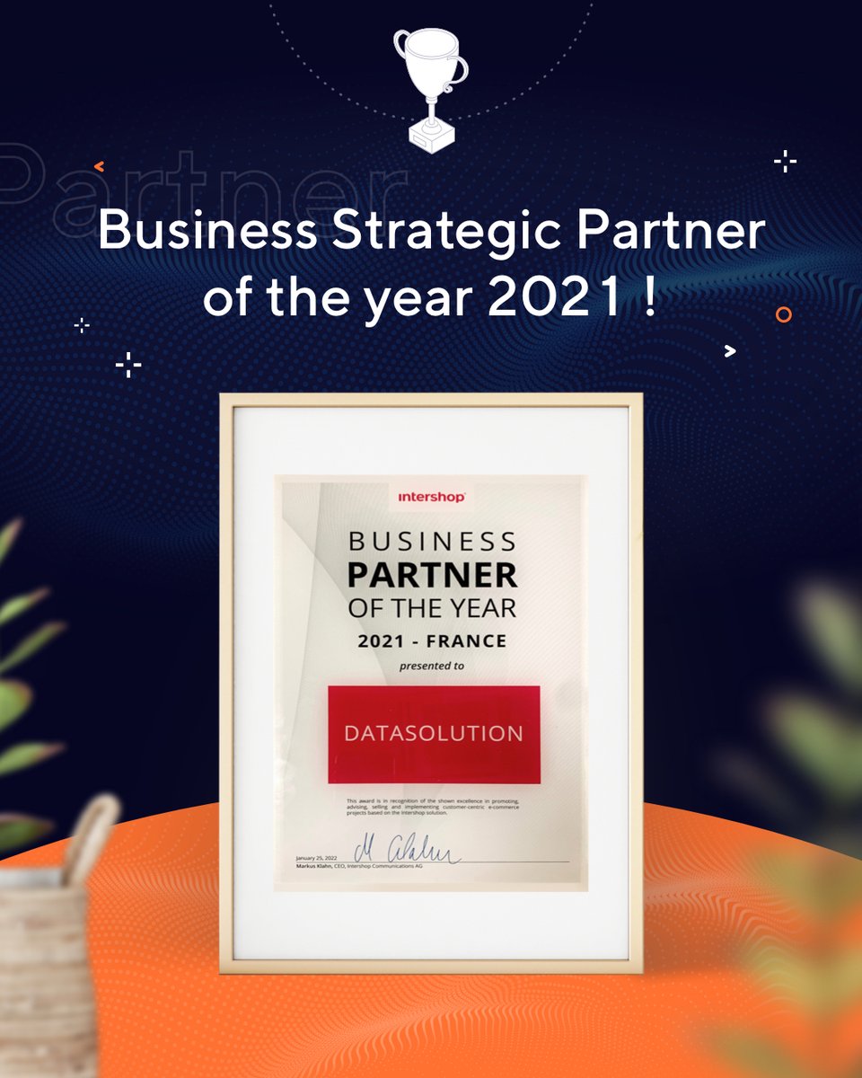 🏆 BUSINESS STRATEGIC PARTNER OF THE YEAR 🏆 
Pour la 3e année consécutive, DATASOLUTION est élu Business Strategic of the Year de la solution <a href="/intershop/">Intershop Communications AG</a> ! Nous sommes fiers, heureux, reconnaissants ! Merci à #Intershop pour cette belle distinction ! 🤩🚀🚀🚀 #ecommerce