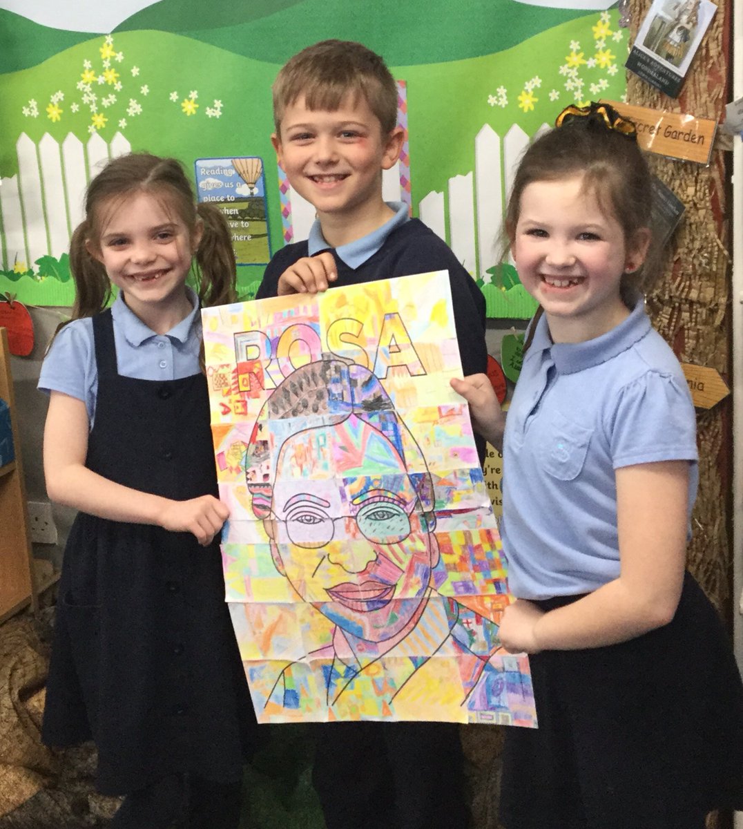 CCCRPrimary's tweet photo. In Year 3 we have loved learning all about how Rosa Parks changed the world!
As a class we created a portrait of her inspired by the artist Chuck Close #dogreatthingsforGod @cofelancs https://t.co/wCvJJ0LYhI