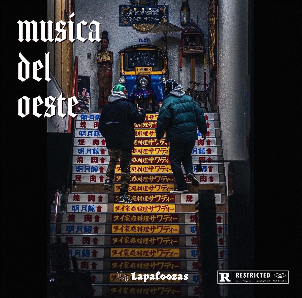 MC林太郎、フィジカルでの復活作となります！

MCW(Fullmember)との新ユニット
LaLapaloozas

「musica del oeste」 EP
4/13 発売！！

Track by
 DJ JUCO
NaBToK
DJ BLACKOLY

Recording.Mix &amp; Mastering by 8ronix [Bullpen Lab.]
Photo by yuta
Designed by Kei.K [Gaimgraphics]