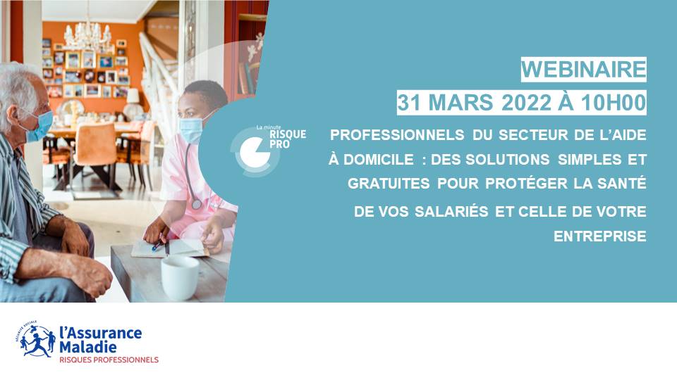 Professionnels du secteur de l’#aide à #domicile
L'Assurance Maladie - Risques professionnels vous invite à un webinaire le jeudi 31 mars à 10h. 
Découvrez des solutions simples et gratuites pour protéger la #santé de vos #salariés. 
Pour s'inscrire 👉webikeo.fr/landing/webina…