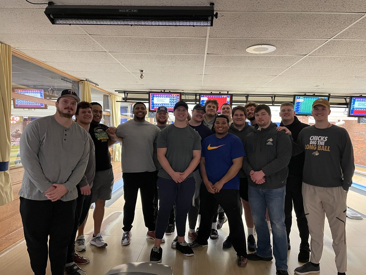 Didn’t quite bowl their body weights but had a good time. #BandOfBrothers #KingPin #Compete #ItStartsUpFront