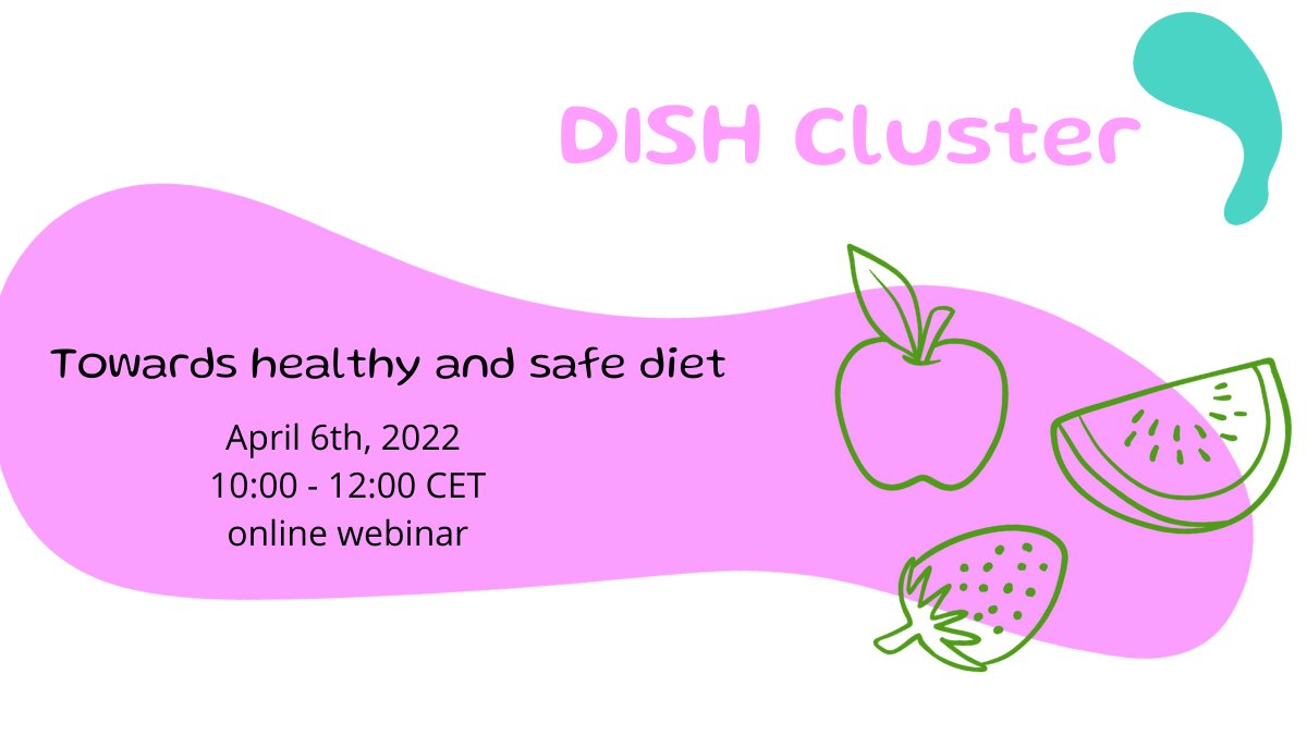📢 Save the date!

📆 On 6th April the DISH cluster will held “Towards a healthy and safe diet”, an event with keynotes speakers of the European Food System!

🤝 <a href="/NewBrainNutri/">NewBrainNutrition</a>, <a href="/Safe_Consume/">SafeConsume</a>, <a href="/Stance4Health/">Stance4Health</a>, <a href="/OneHealthEJP/">One Health EJP</a> 

👉 Agenda &amp; registration: ow.ly/rsnF50Ih1xl