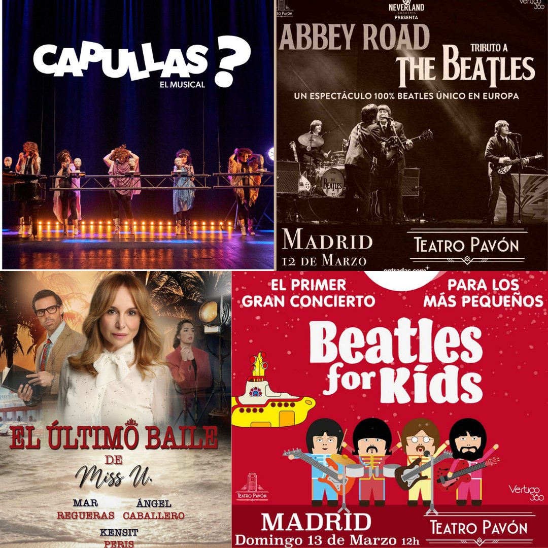 Teatro_Pavon's tweet photo. Este finde puedes acudir a #elultimobailedemissu descubrir como ser una #capulla @SomosCapullas o acudir a un #tributo a los #Beatles ¡No digas que no te hemos avisado y no te quedes sin tu entrada!
Entradas en https://t.co/u145pPlt8V
#teatro #teatropavon #musical #teatromadrid https://t.co/RskAFVnEOn