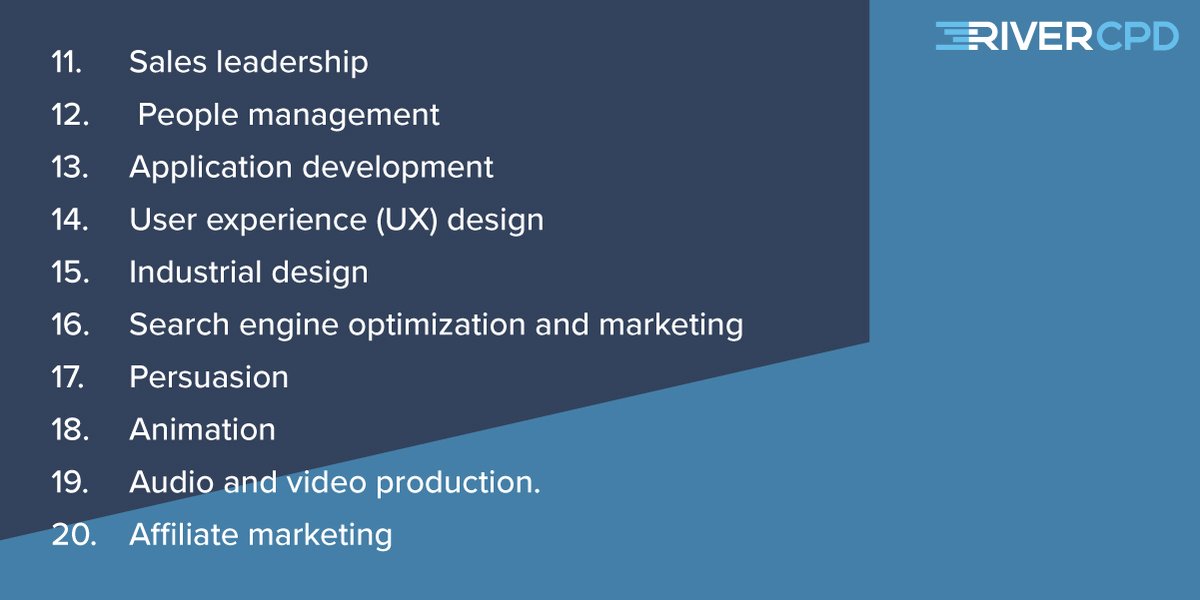 Are you seeking to make a career switch or simply looking to skill up? We've compiled a list of the top 20 in-demand skills in the UK. 

#cpd #rivercpd #careerdevelopment #careeradvice #topskills