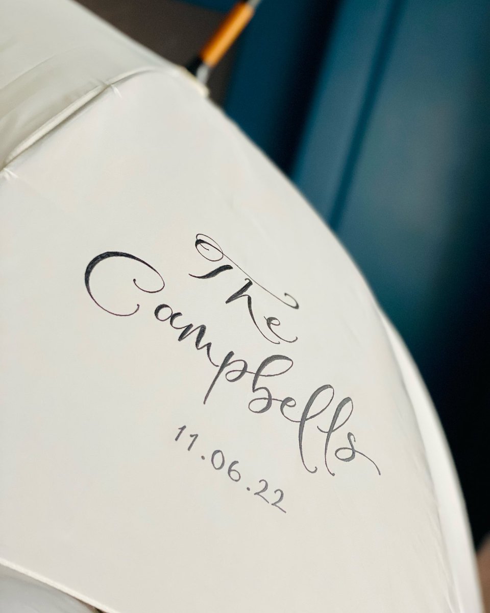 MintLettering's tweet photo. Whatever the season, there’s the inevitable uncertainty of our great British weather. 

Embracing the elements with personalised umbrellas to help lift your wedding photos in a small way.

Order your umbrella via the site. #weddingday #brides #weddinginspiration https://t.co/QDXFNx7I64