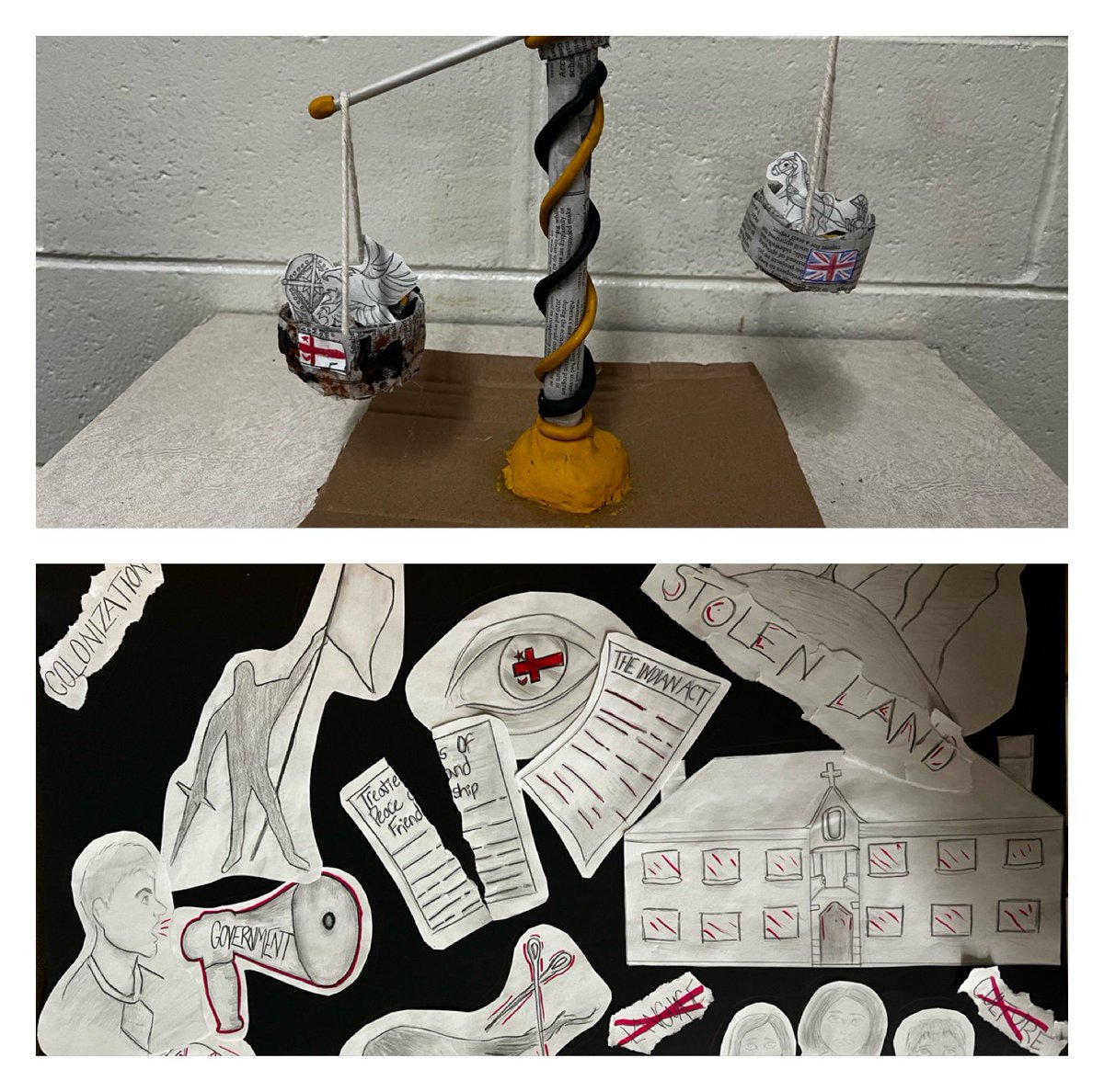 Grade 7 students from @sajhnews made some fantastic art to answer their inquiry question “Do government decisions affect all people equally?” They created posters, presentations, art, games, and more! Great work! <a href="/HRCE_NS/">Halifax Regional Centre for Education</a> #seewhatimlearning #inquirybasedlearning #inquiry