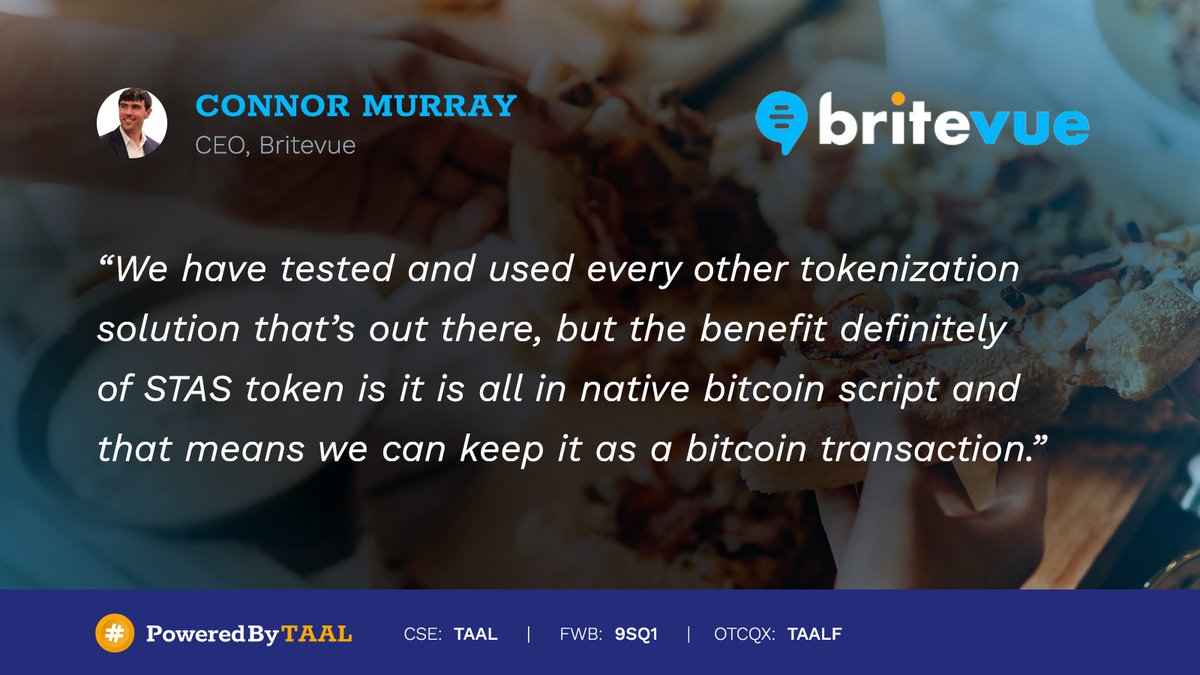 Launched in 2020, <a href="/britevue/">Britevue</a> utilizes the #BSVBlockchain to help restaurant owners reward positive reviewers and ensure only verified reviews are made of their products. 

The company's CEO Connor Murray explains why TAAL is an essential partner for Britevue:

#PoweredByTAAL