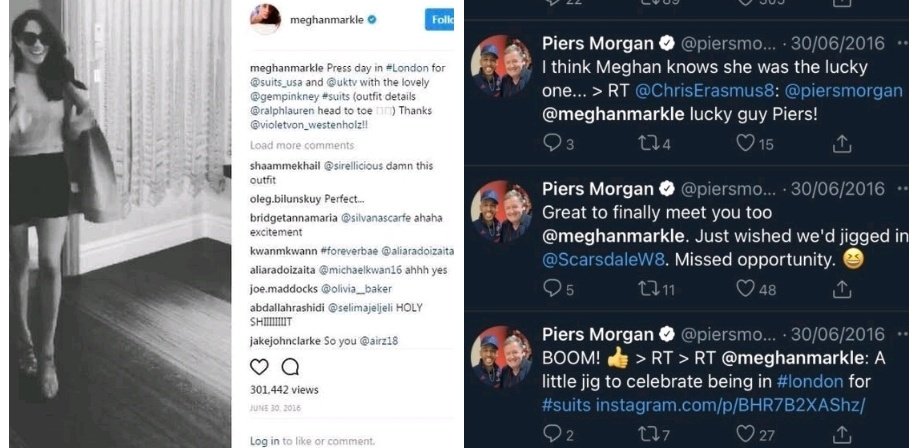 Ualreadylate's tweet photo. Piers Morgan is a #MeghanMarkle super fan turned stalker who lied about getting a drink with her. #receipts 

PASS IT ON!

*Pictures by @Coldwar_Steve https://t.co/XW2NjuBGTt