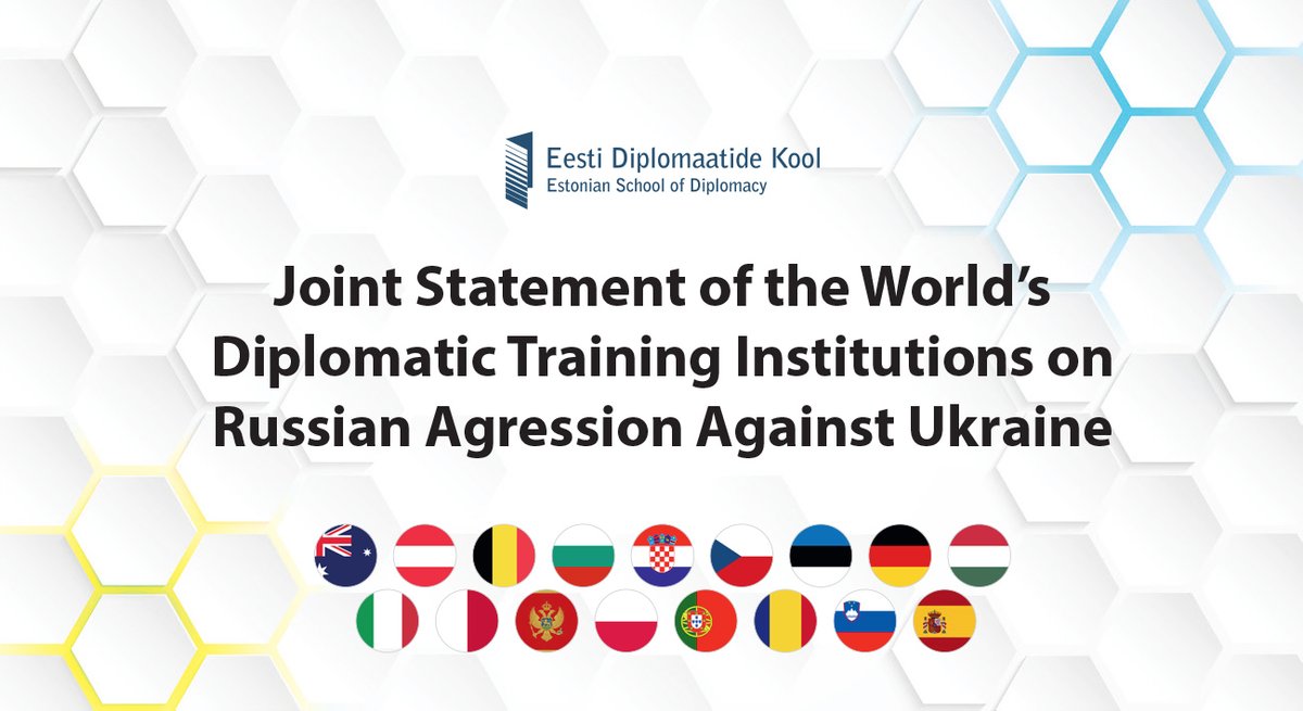 🌎🖊️On the initiative of the Polish MFA Diplomatic Academy, 17 partner diplomatic training institutions issued a joint statement condemning the Russian aggression against Ukraine.

👉Full text of the Joint Statement is available on our website: edk.edu.ee/2022/03/11/joi…