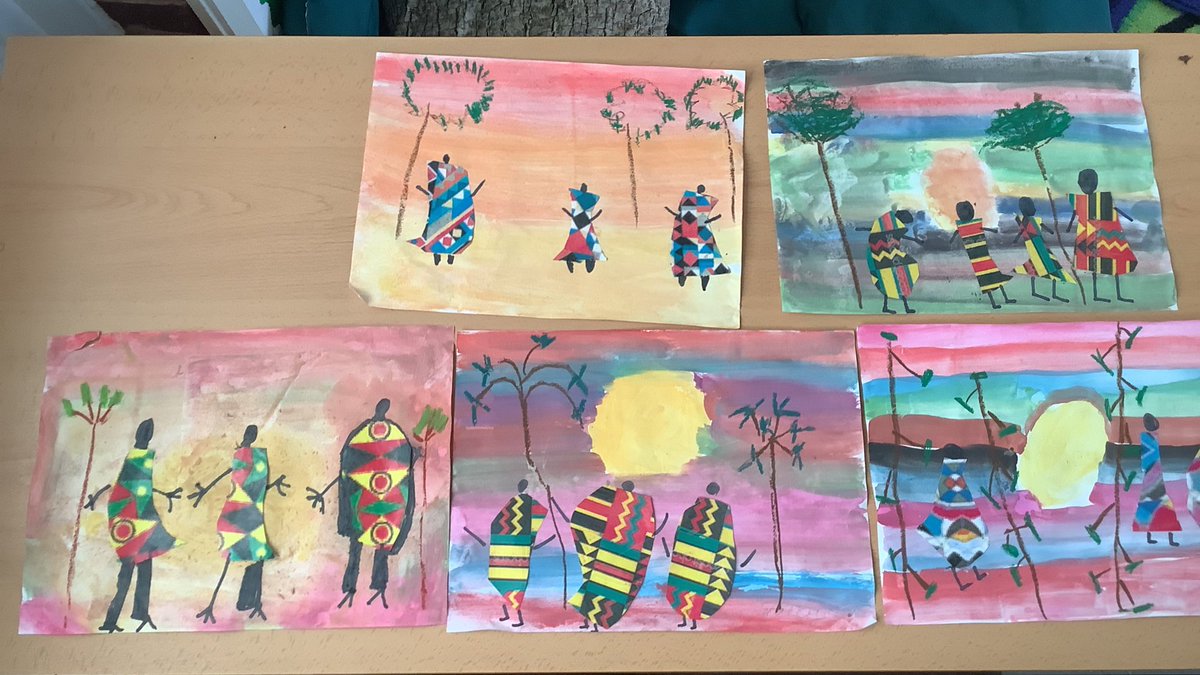 HillFarmPrimary's tweet photo. Reception have been learning about African Folk Art this week. We looked at lots of different African patterns and pictures. We took our time over the week to make our very own African Folk art pictures. We are so proud of our artwork. #receptionart #weareartists #africanfolkart https://t.co/T0bp1hPP6l