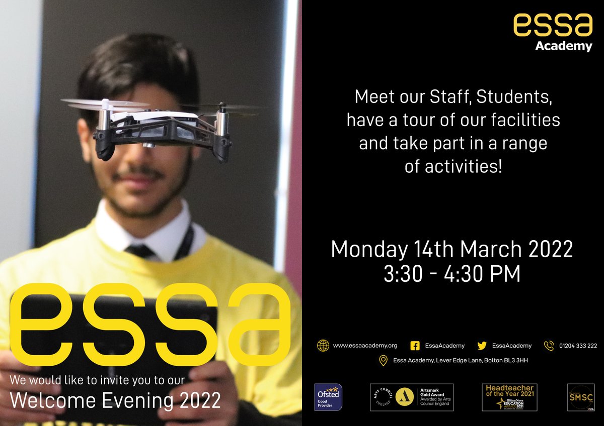 EssaAcademy's tweet image. Reminder 🚨 Our Welcome Evening event is on Monday, we are looking forward to meeting you! #Y6Intake #Y6Transition #EssaFamily