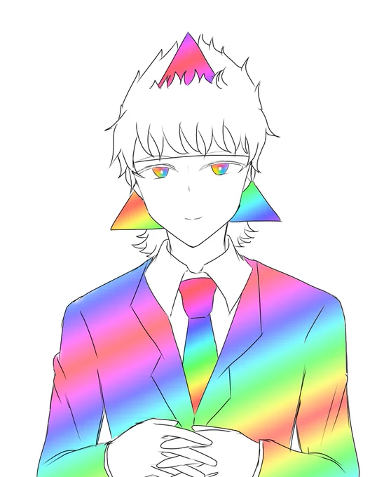 #オリタイル族お目目も虹色目が痛いなこれ 