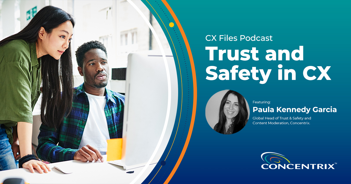 Concentrix's tweet photo. You don't want to miss this! Hear from #Concentrix’ @TweetPKG on why trust and safety has rapidly become a C-level priority for brands and support organizations, on the #CX Files podcast with global CX experts, @markhillary and Peter Ryan. https://t.co/51t0SI1dDR #ReimagineCX https://t.co/5ZG7czEvmb