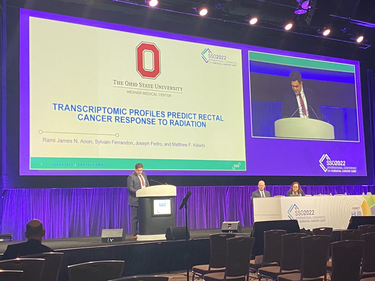 MattKaladyMD's tweet photo. Proud of @OhioStateSurg resident @ramijamesaoun for winning the Dr.Tom Weber Colorectal Cancer Research Scholar award #SSO2022 for work on genetic factors in rectal cancer radiation resistance @OSUCCC_James https://t.co/L3yU8lZ4Bt