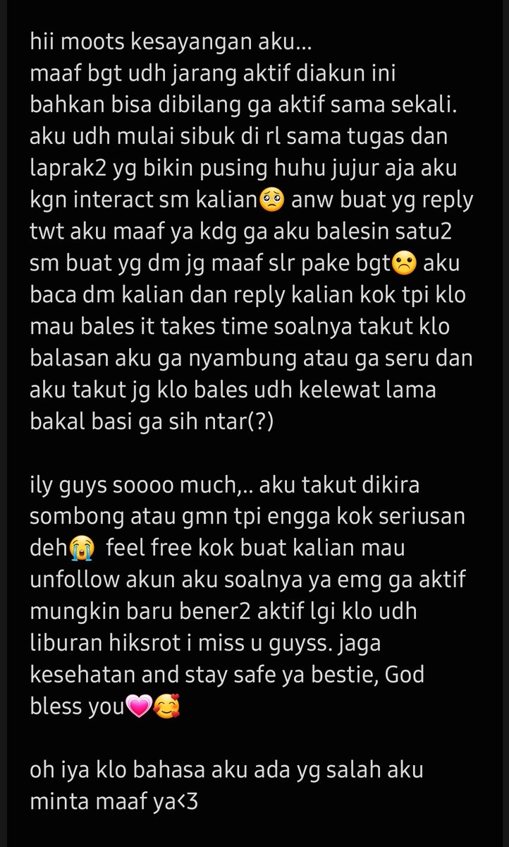 haloo pas lgi agak free nie jdi mau bilang ini hehe luvv u moots🥰💗