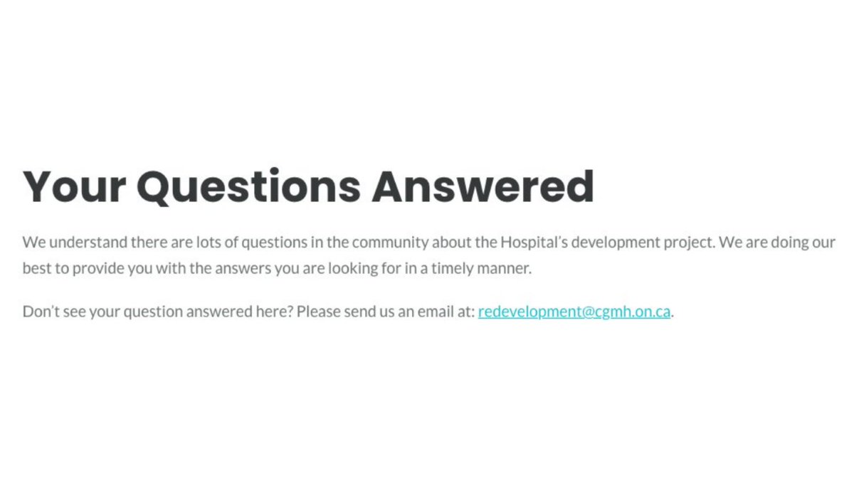 Do you have questions related to CGMH’s development journey that are not listed on our development website, yourfuturehospital.com? Mail a question to redevelopment@cgmh.on.ca and the team will get back to you!
