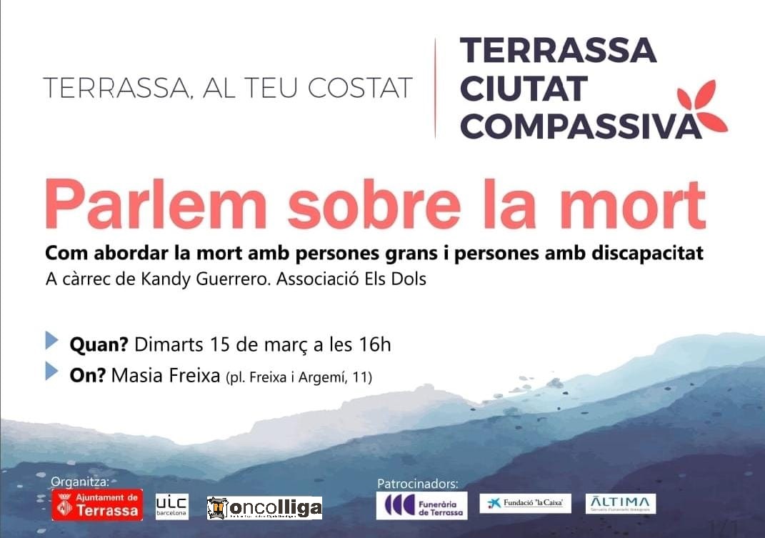 iramo_psico's tweet photo. L'EAPS Cuides UIC Barcelona amb l'Ajuntament de Terrassa i Oncolliga, organitza una xerrada sobre dol desautoritzat en el marc del projecte "Terrassa Ciutat Compassiva" 
#EAPScuidesUIC #FinaldeVida
@UICbarcelona @FundlaCaixa @ajterrassa @OncolligaCAT @AltimaSF @CatEaps https://t.co/BVF4nzWrmK