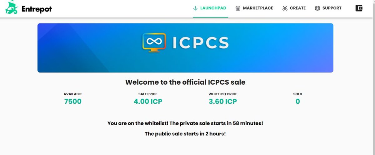 icpcsnft's tweet image. Less than 1 hour left for presale! Let's goooo! 🥳🔥🔥
Public mint is 1 hour after Presale! ♾

✅Official Mint Link: entrepot.app/sale/icpcs
✅ Discord: discord.gg/icpcs

#ICP #ICPNFT #NFTCommunity