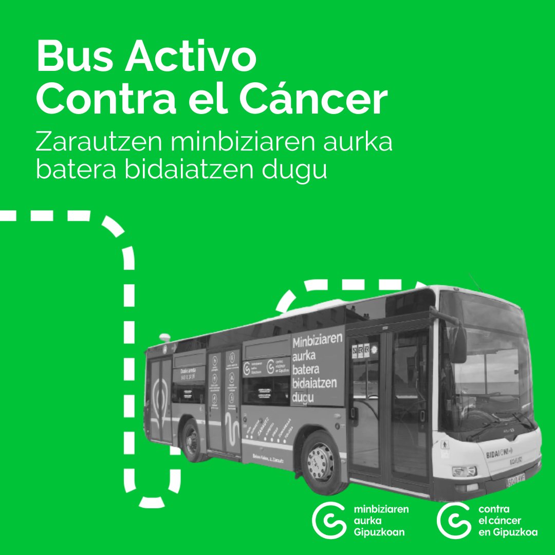 ContraCancerGP's tweet image. Zarautzen ere bai, minbiziaren aurka batera bidaiatzen dugu! 🚌💚

Este bus recorrerá las calles con el objetivo de informar a la población de la localización de las sedes y de los servicios gratuitos que ofrece la Asociación en toda la provincia.