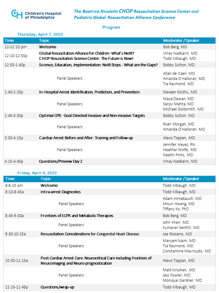 pediRES-Q (@pediresq) on Twitter photo Less than a month away! Don't miss world experts in #resuscitation at The Beatrice Nicoletti CHOP Resuscitation Science Center and
Pediatric Global Resuscitation Alliance Conference April 7+8 at #CHOP! Registration link forthcoming! <a href="/VinayMNadkarni/">Vinay Nadkarni</a> <a href="/Kilbaugh/">Todd Kilbaugh</a> <a href="/SuttonB_ICUMD/">Robert Sutton</a> Less than a month away! Don't miss world experts in #resuscitation at The Beatrice Nicoletti CHOP Resuscitation Science Center and
Pediatric Global Resuscitation Alliance Conference April 7+8 at #CHOP! Registration link forthcoming! <a href="/VinayMNadkarni/">Vinay Nadkarni</a> <a href="/Kilbaugh/">Todd Kilbaugh</a> <a href="/SuttonB_ICUMD/">Robert Sutton</a>