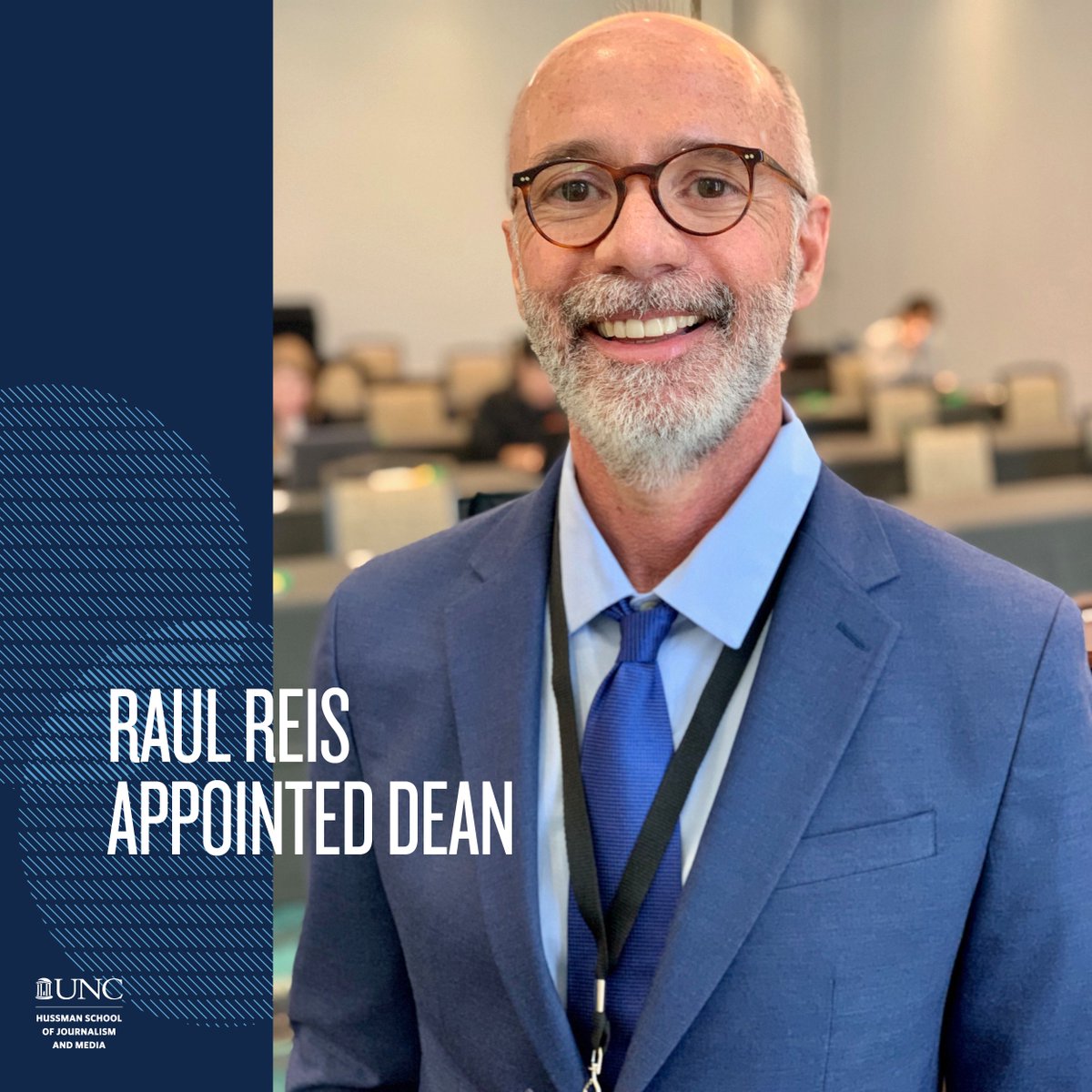 UNCHussman's tweet photo. Raul Reis, dean and professor of the School of Communication at Emerson College, has been appointed dean of #UNCHussman effective July 1. We look forward to welcoming Dean Reis to Carolina. ➡️ https://t.co/fI0wX0wJ4u https://t.co/SSjBHjwI16