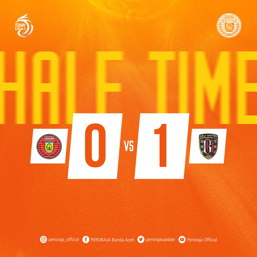 persirajaupdate's tweet photo. HALF-TIME

PERSIRAJA 0-1 BALI UNITED FC

Balas di babak kedua! 👊

#PERSIRAJA 👑 #LaskarRencong #BRILiga1 #DukungDariRumah https://t.co/vMRRzKvdkV