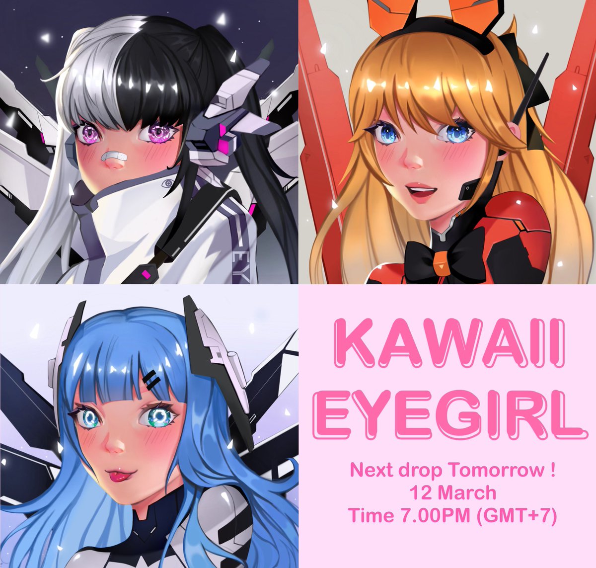 👀👩🏻‍🎤KAWAII EYEGIRL COLLECTION!🤖👁️ <a href="/everyone/">Everyone</a> 
DROP Tomorrow !
12 March Time 7.00PM (GMT+7)

💕 opensea.io/collection/kaw…
👾 discord.gg/KhWPteAZ

#NFTCommumity #NFTJapan #waifu