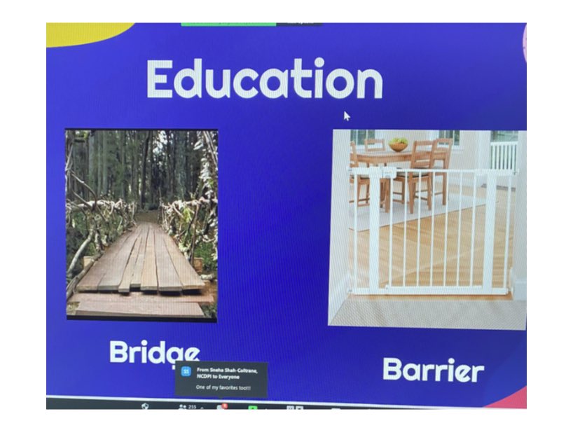 “Become a talent scout!” Are we building bridges or creating barriers? “Talent can show up in different places and different times.” Be on the lookout! Be the giftedness scout. A perfect way to open Day 2 by <a href="/Gina4Lit/">Eugenia</a> for the <a href="/ncagt/">NCAGT</a> 2022 Conference #NCGifted