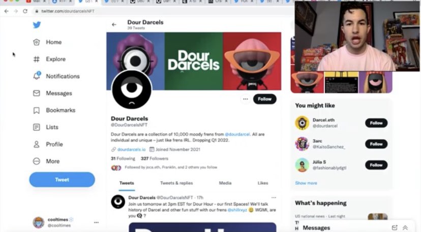 cooItimes's tweet photo. I called @DourDarcelsNFT on my channel when they had 327 followers. 

I’m the goat of NFT YouTube. ngl. https://t.co/pE0v3ux3a7